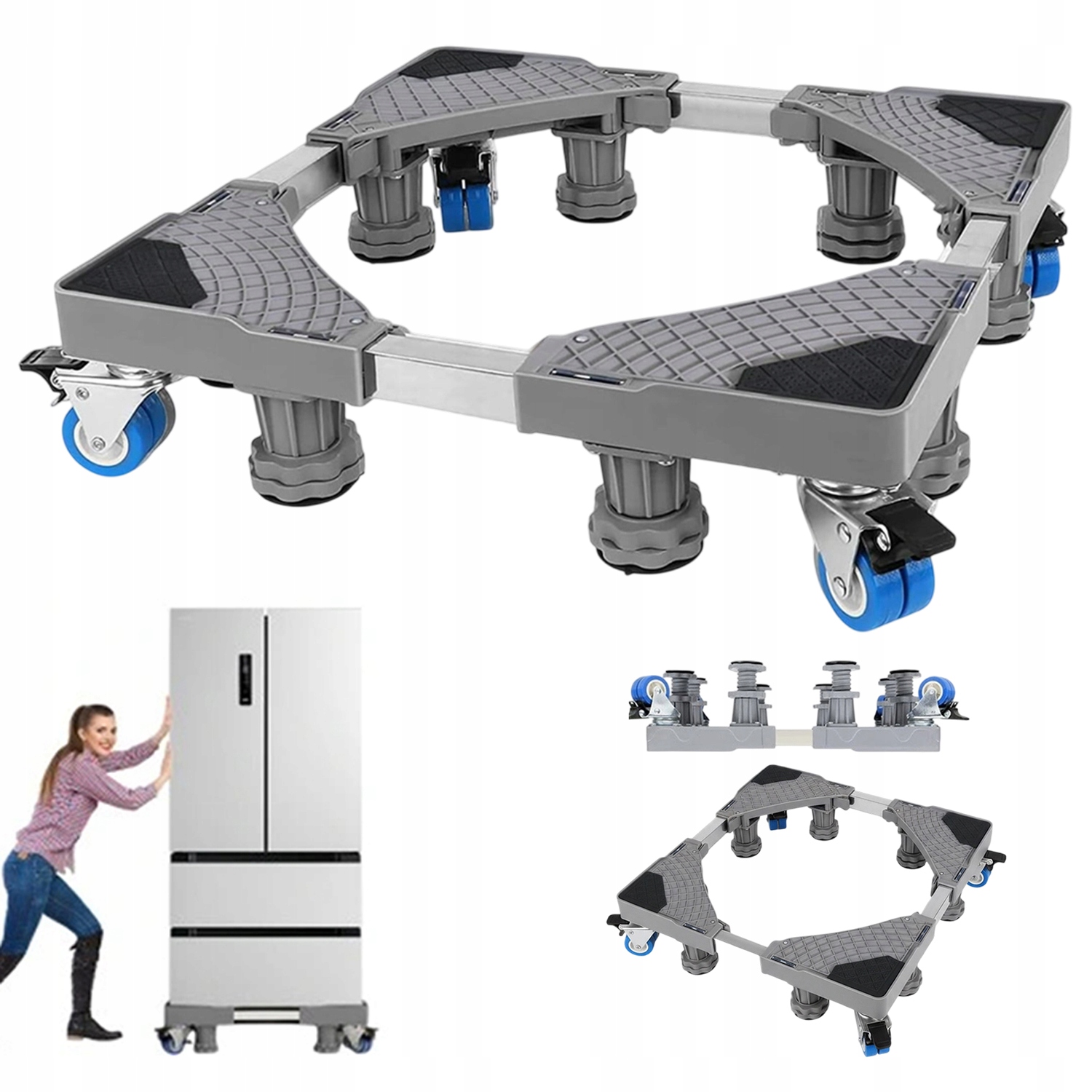 Podstawka Ruchoma Z 4 Kółkami I 8 Stopami Do Pralki Suszarki Lodówki Szafki