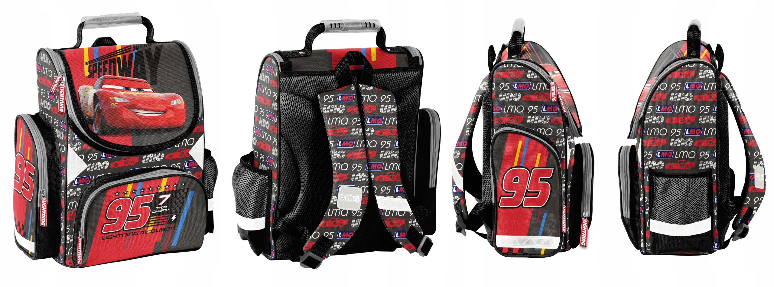 Tornister Szkolny AUTA DC22HH-525 PASO Cars Kolor czarny czerwony