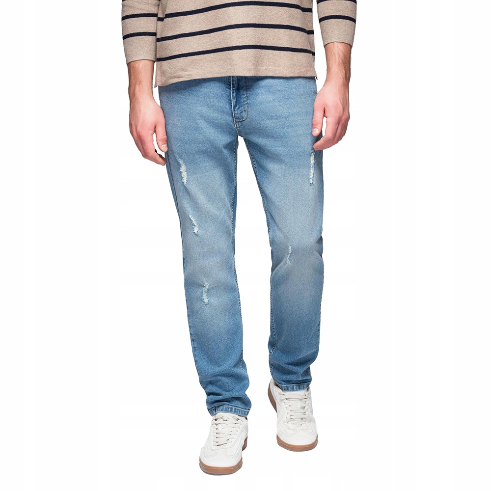 Pánské džínové kalhoty s oděrkami, světle modré V1 OM-PADP-0255 S