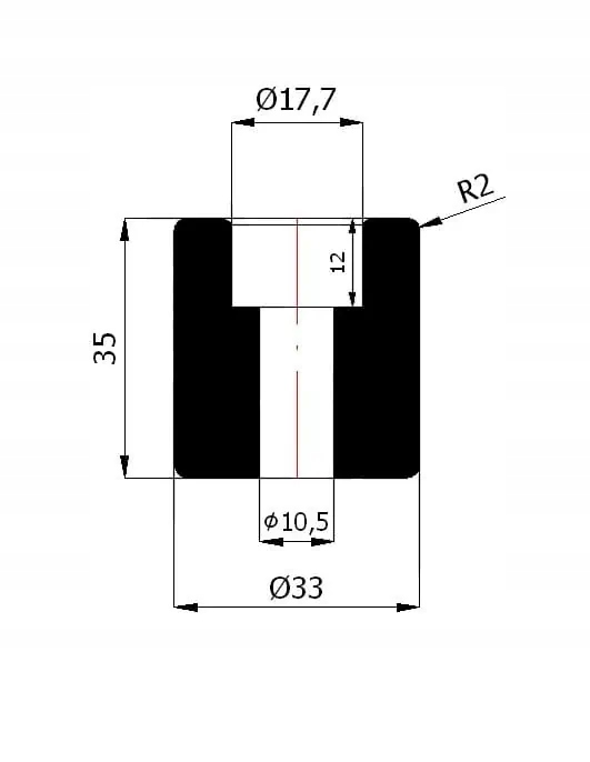 BRAMA ROLKA PROWADZĄCA Z KĄTOWNIKIEM FI33mm RB-33K Marka Kurek