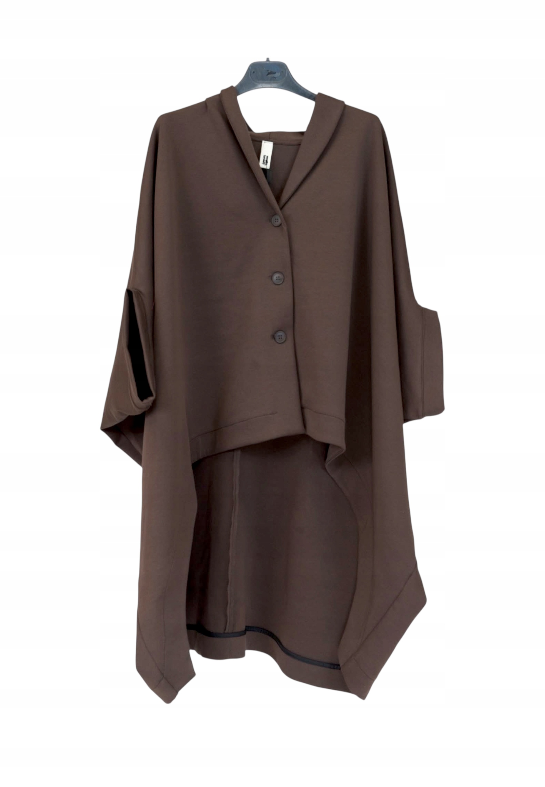 WENDY TRENDY Brązowy PŁASZCZYK narzutka ponczo