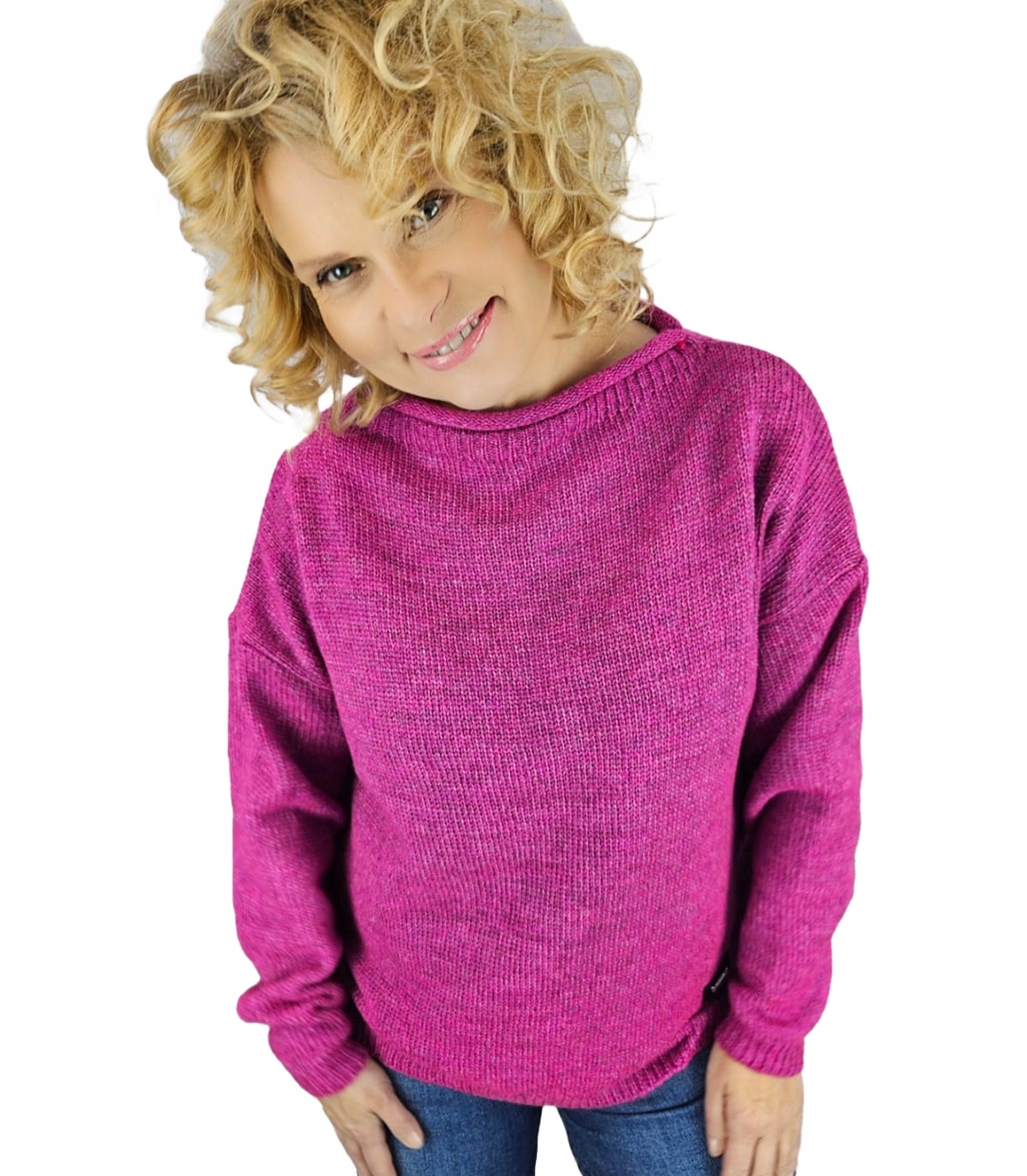 Teplý, měkký dámský oversize svetr s lodičkovým výstřihem Marlena, univerzální velikost