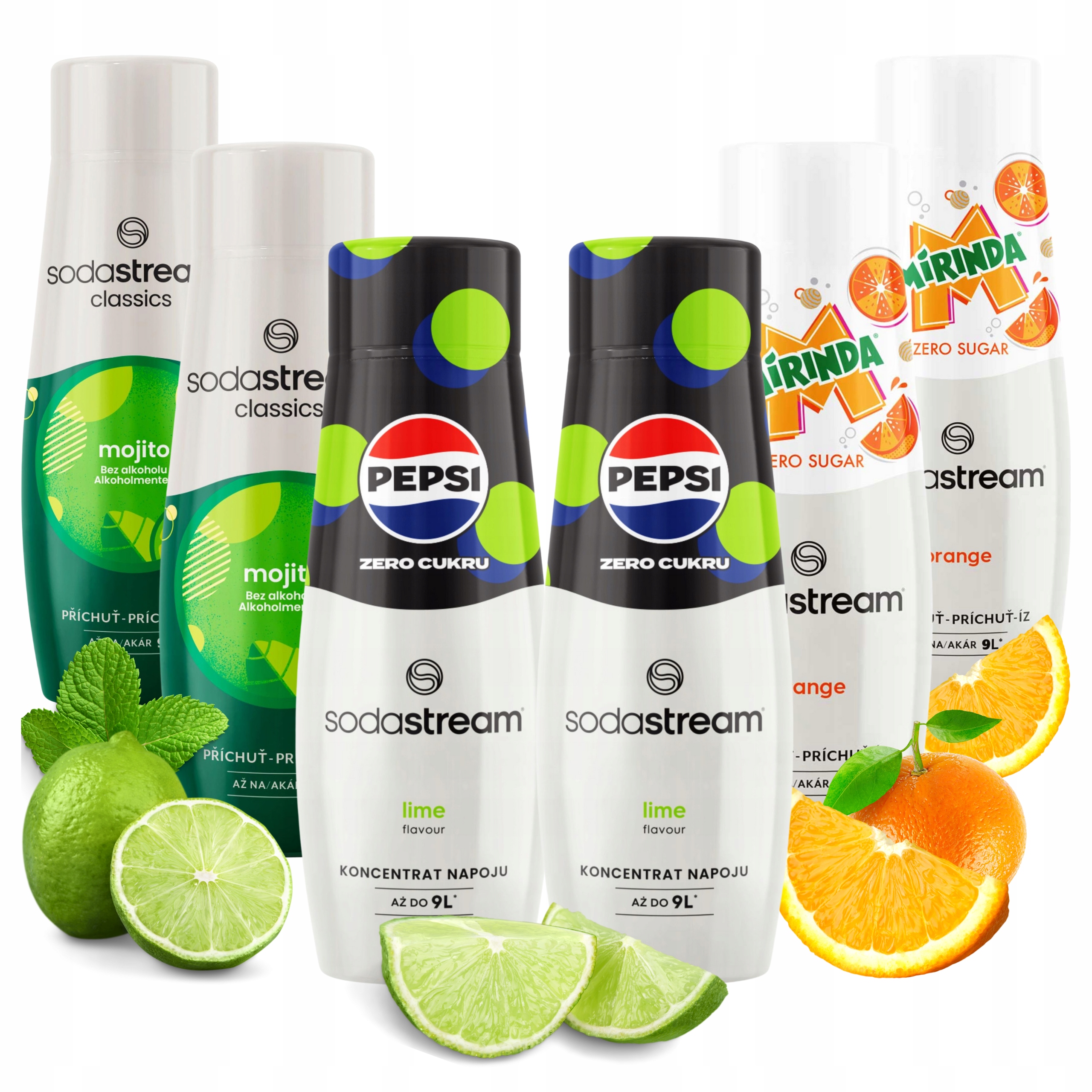 Levně 6 ks Sada sirupů SodaStream 2x Pepsi Max Lime 2x Mirinda Zero 2x Mojito
