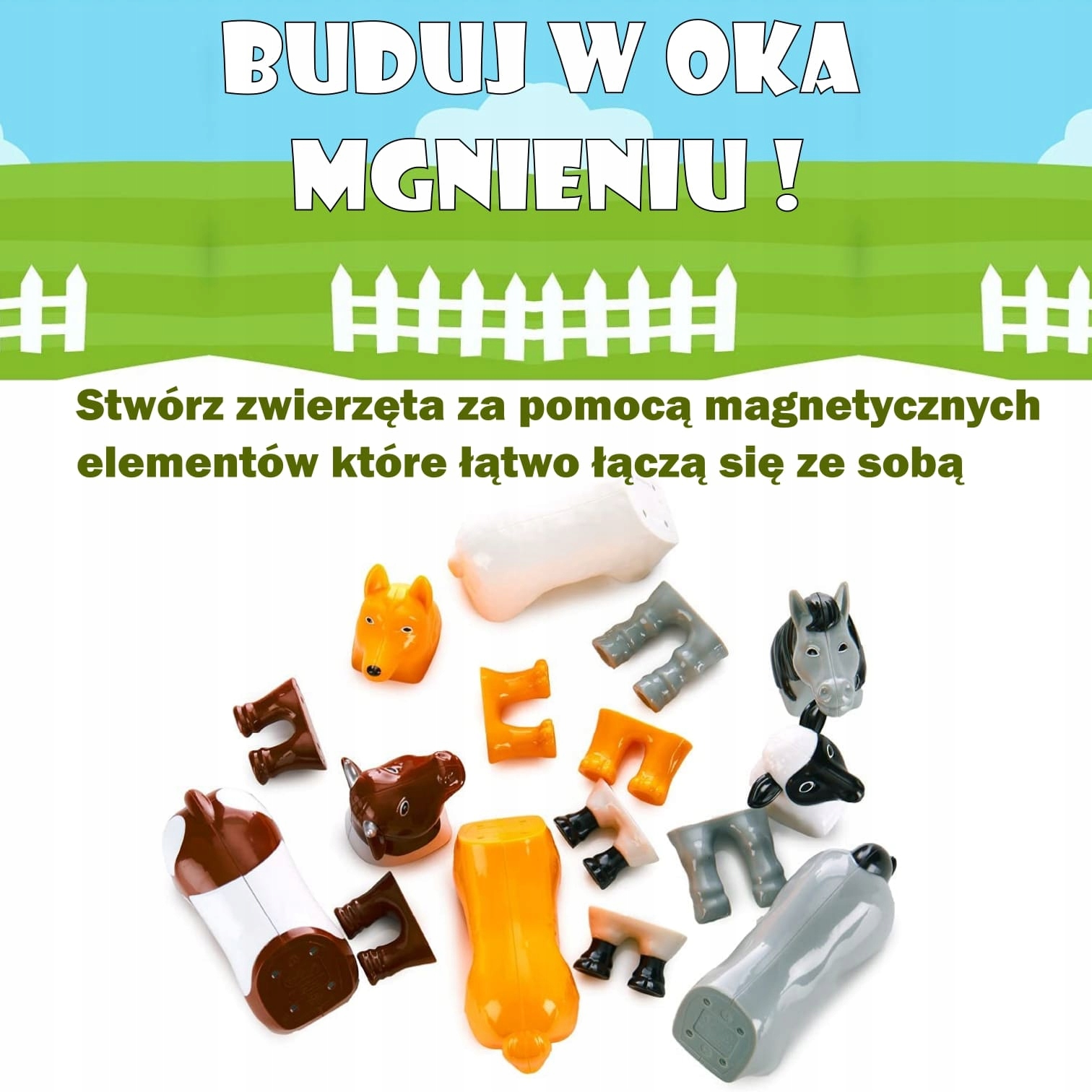 Zwierzęta z gospodarstwa KLOCKI MAGNETYCZNE MALBLO 62001 MAGNETIC ZESTAW Marka MalBlo