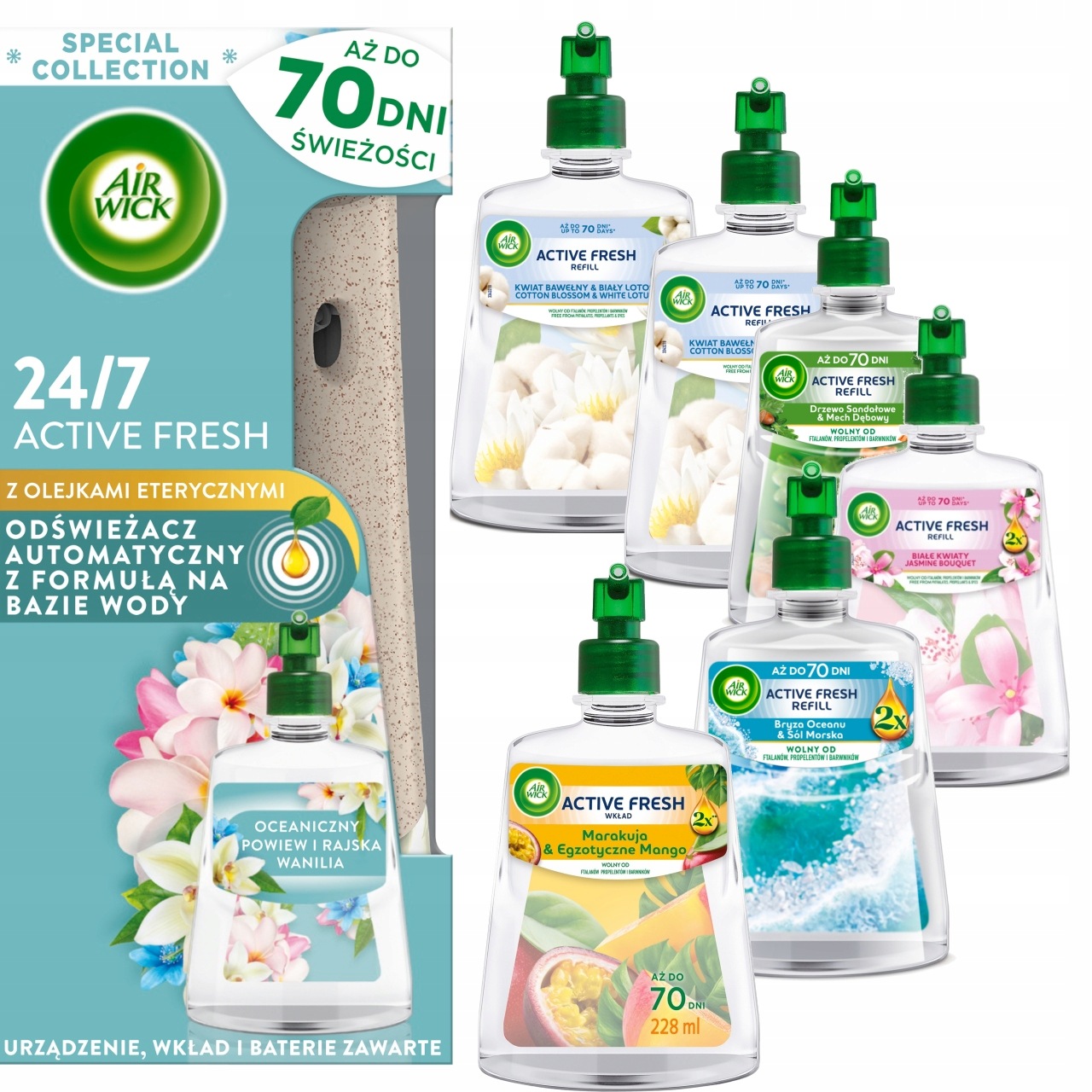 Air Wick Active Fresh osvěžovač vzduchu komplet sada 6 náplní
