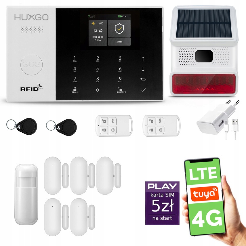 Bezdrôtový alarm WiFi Gsm 4G, bezdrôtová siréna, Huxgo HXA005 D5BS