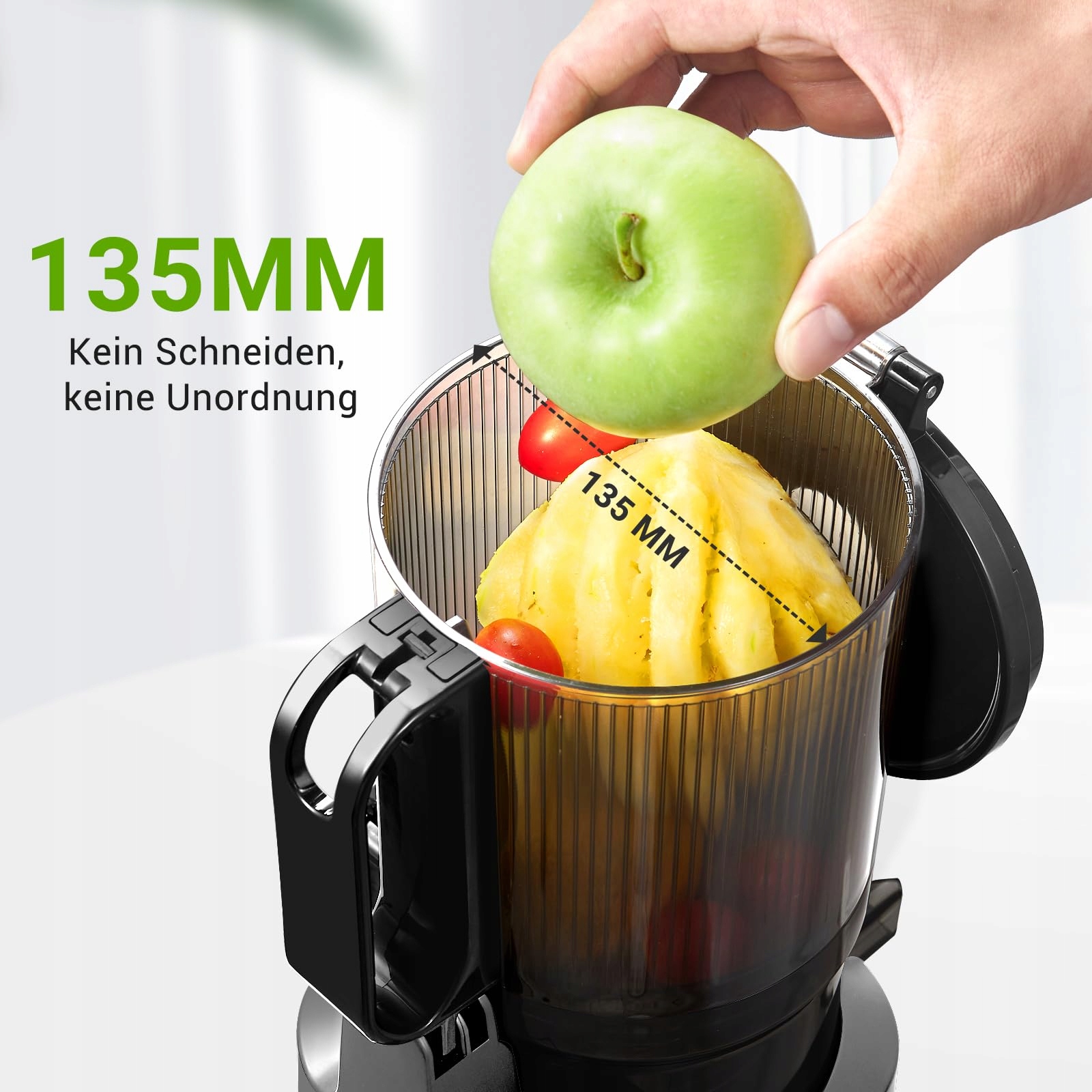 AMZCHEF Wolnoobrotowy Wyciskarka 250W 135MM Do Warzyw i Owoców 1,8L Szary — miniatura 2