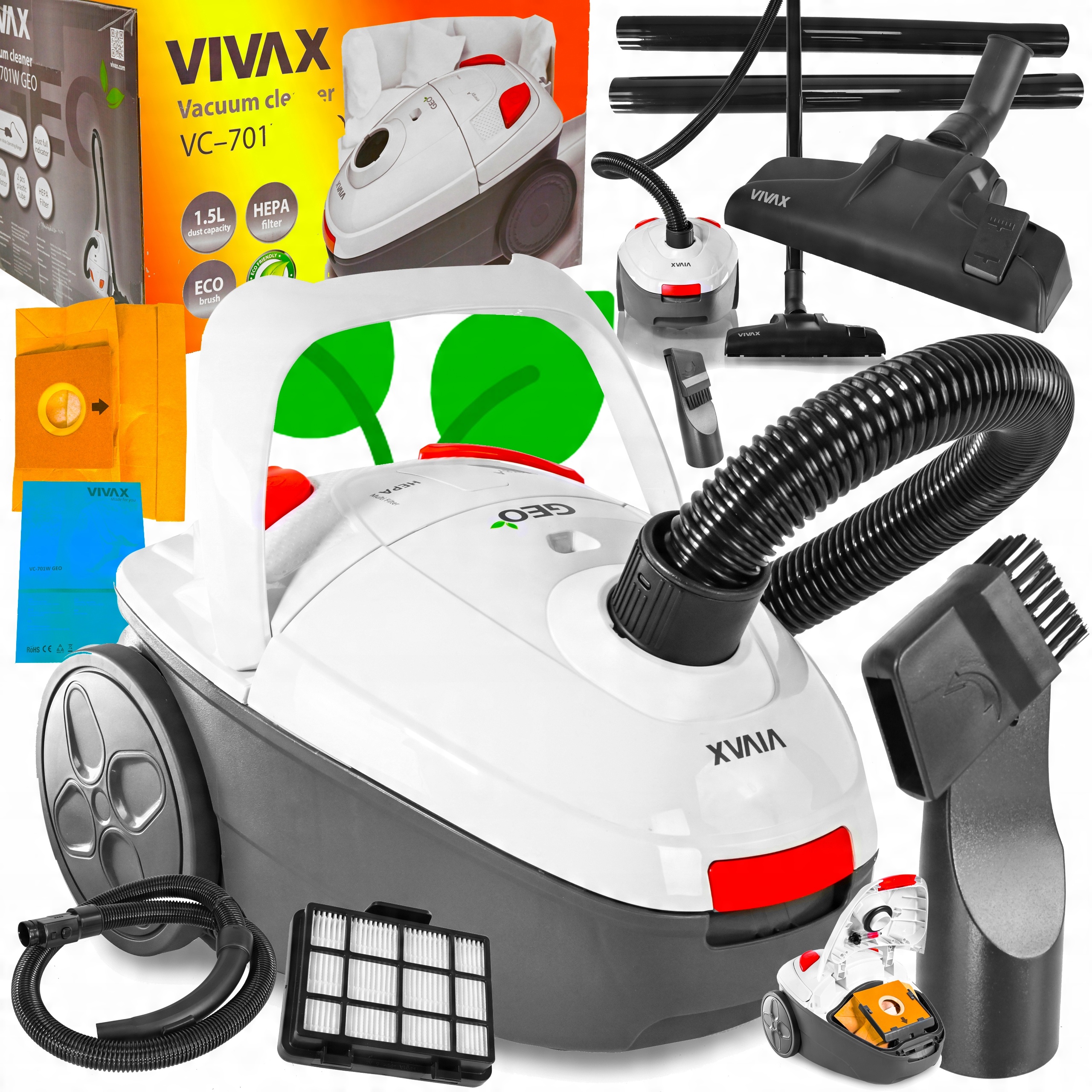 

Mocny Odkurzacz Workowy Vivax 8w1 Cichy Hepa Turbo