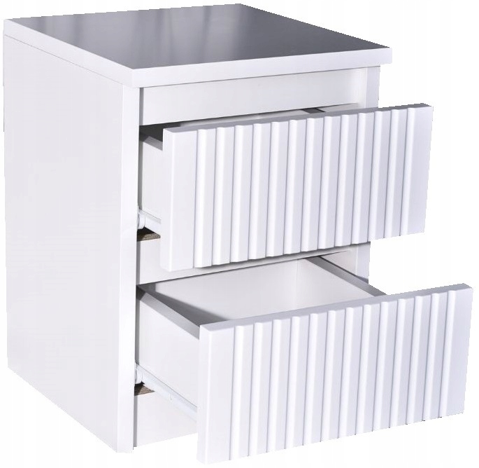 SZAFKA NOCNA BIAŁA MATOWA RYFLOWANA TOR z 2 SZUFLADAMI DO SYPIALNI POKOJU