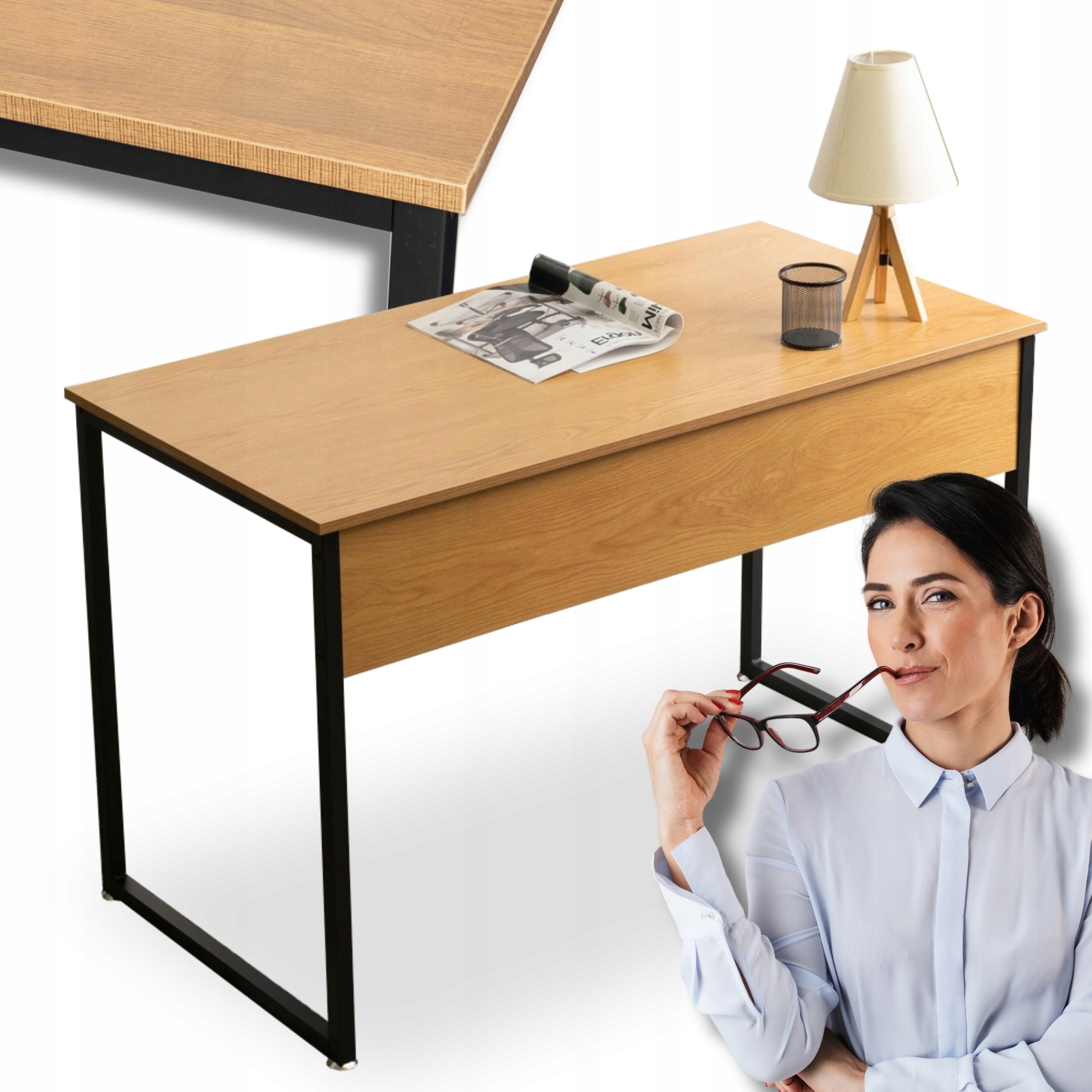 Počítačový stůl Loftový kabinetový Moderní kancelářský stůl Dub Zlatý Ross