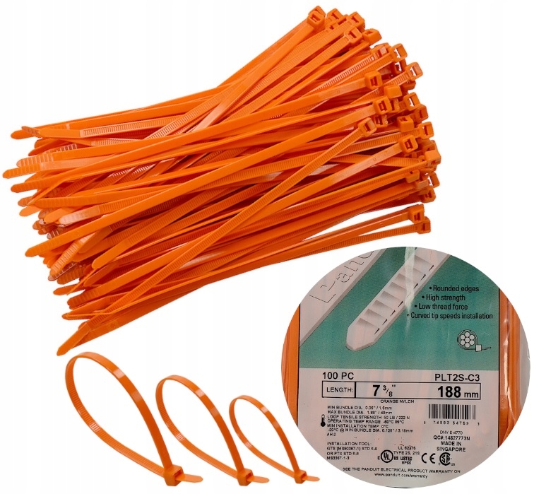 Кабельные стяжки оранжевые ТРИТИКИ 188 мм
