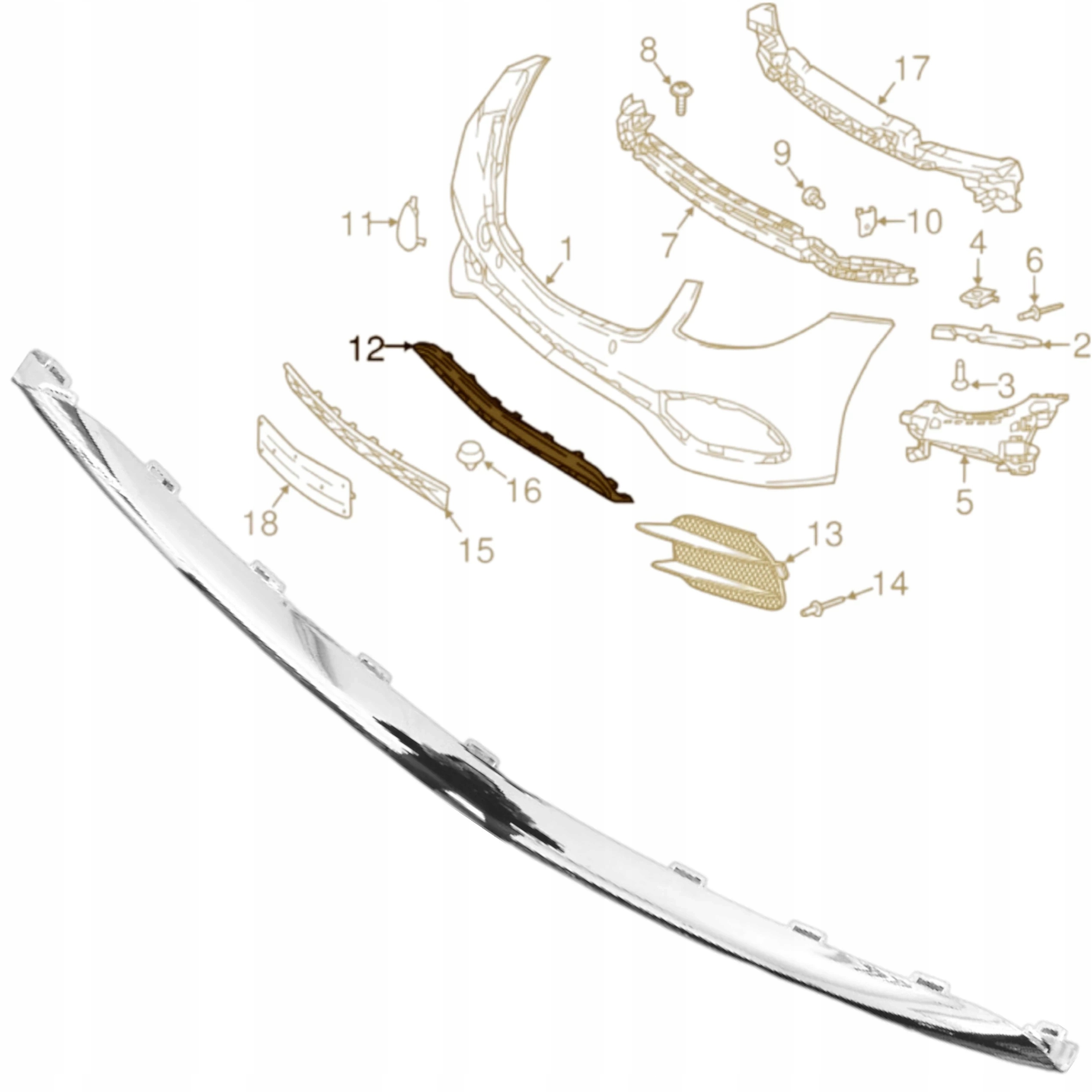 Lišta Nárazníku spodní atrapy chrom Mercedes E třída W213 S213