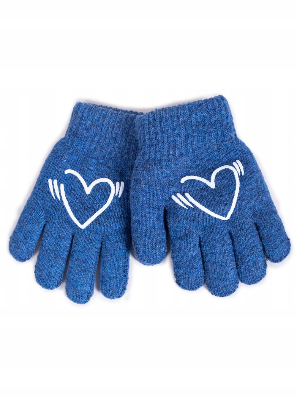 Dziecięce rękawiczki dwuwarstwowe z wełną 16 granat Serce Marka YOCLUB