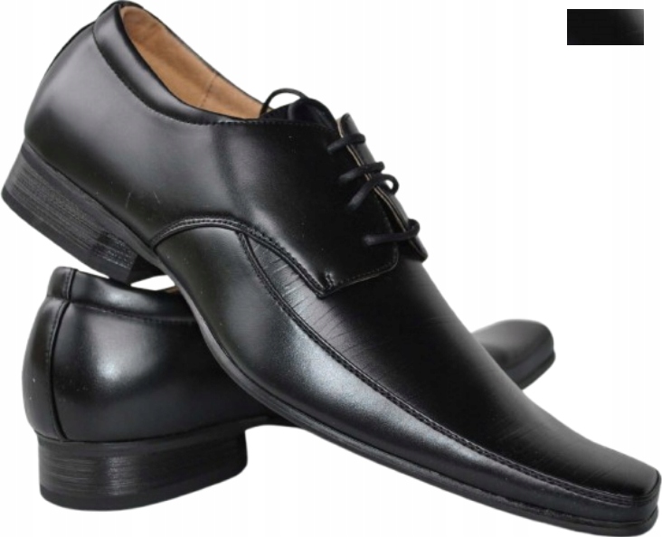 Buty męskie półbuty wizytowe do garnituru czarne sznurowane
