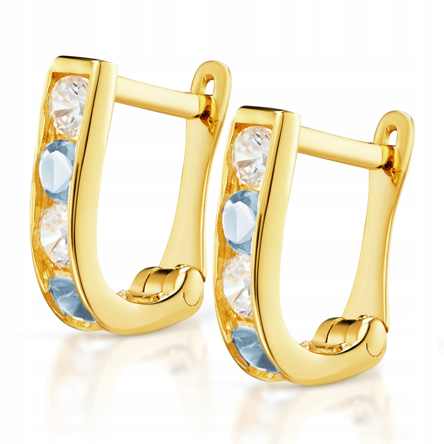 Náušnice Na Svaté Přijímání Pro Dívku Zlaté 585, Modré, Na Tyčkách