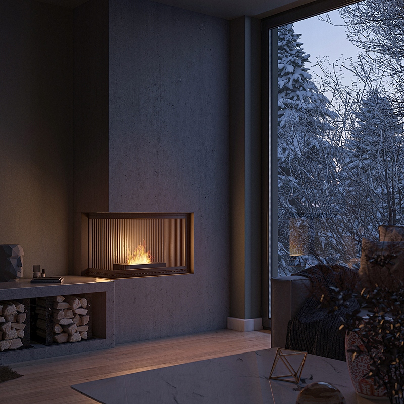 Biokominek wolnostojący gotowy wkład do kominka Simplebox 400 Simplefire Wysokość 8 cm