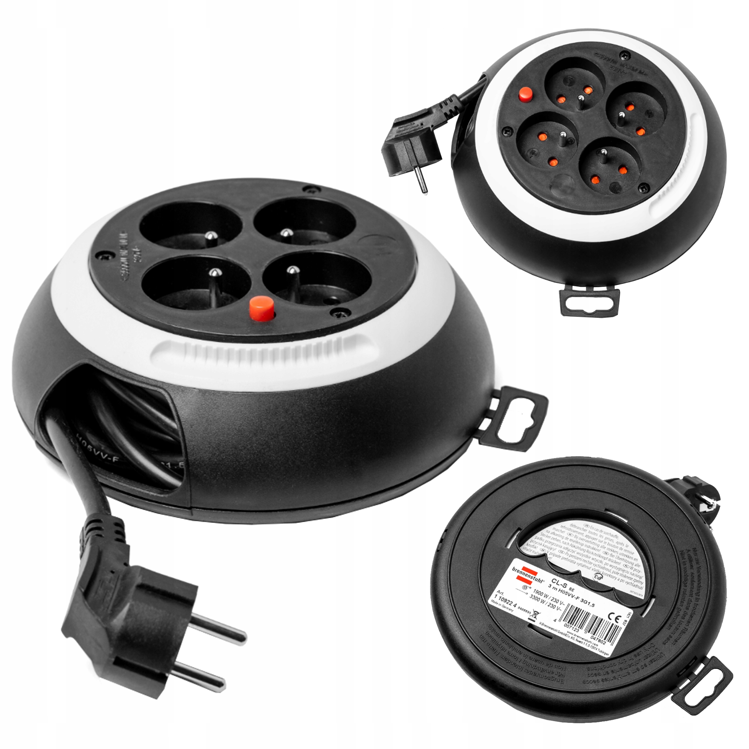 

Przedłużacz zwijany 3m 4 gniazda Brennenstuhl