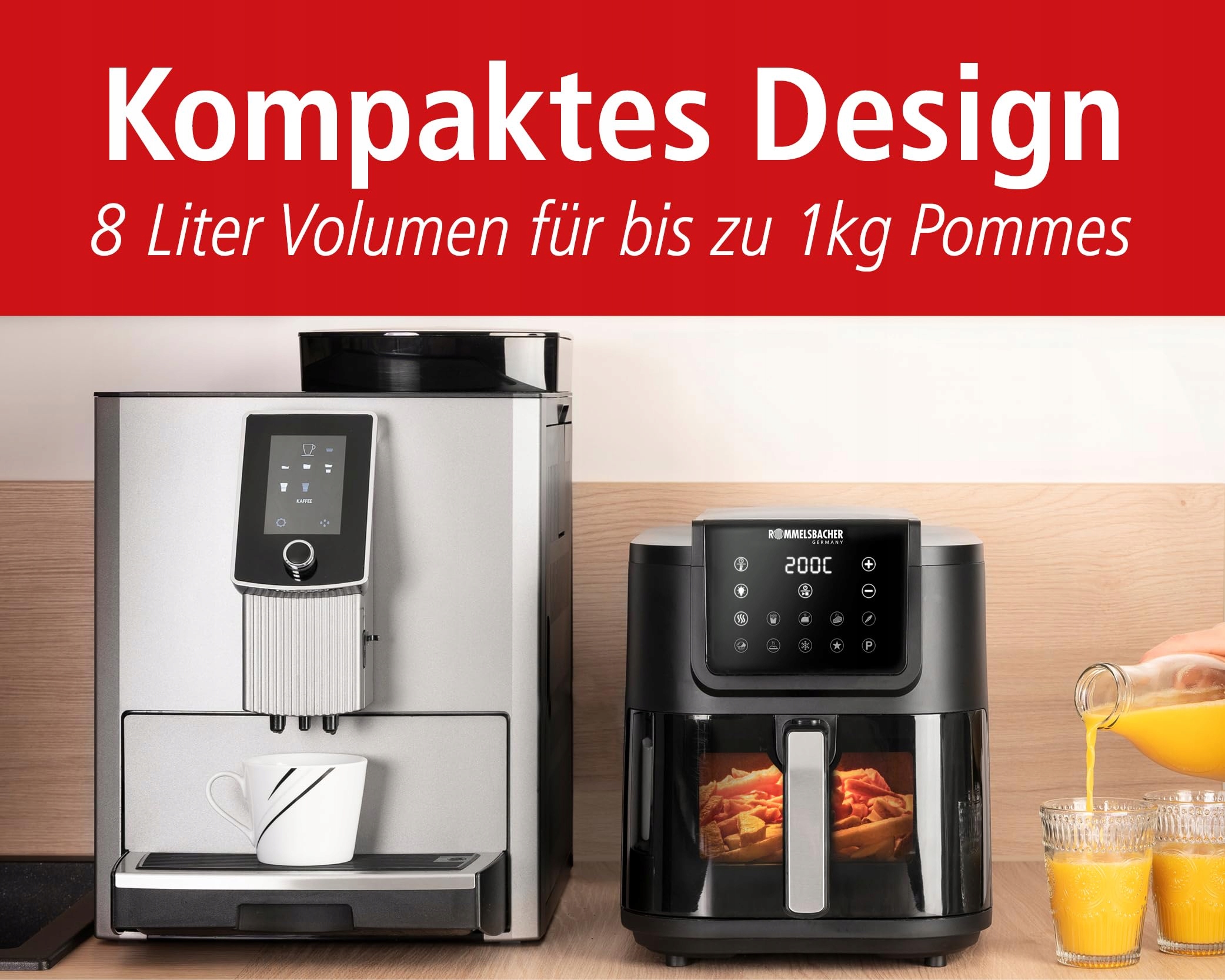ROMMELSBACHER Frytkownica Beztłuszczowa XXL 8L Cicha 10 Programów 60-200°C — miniatura 4