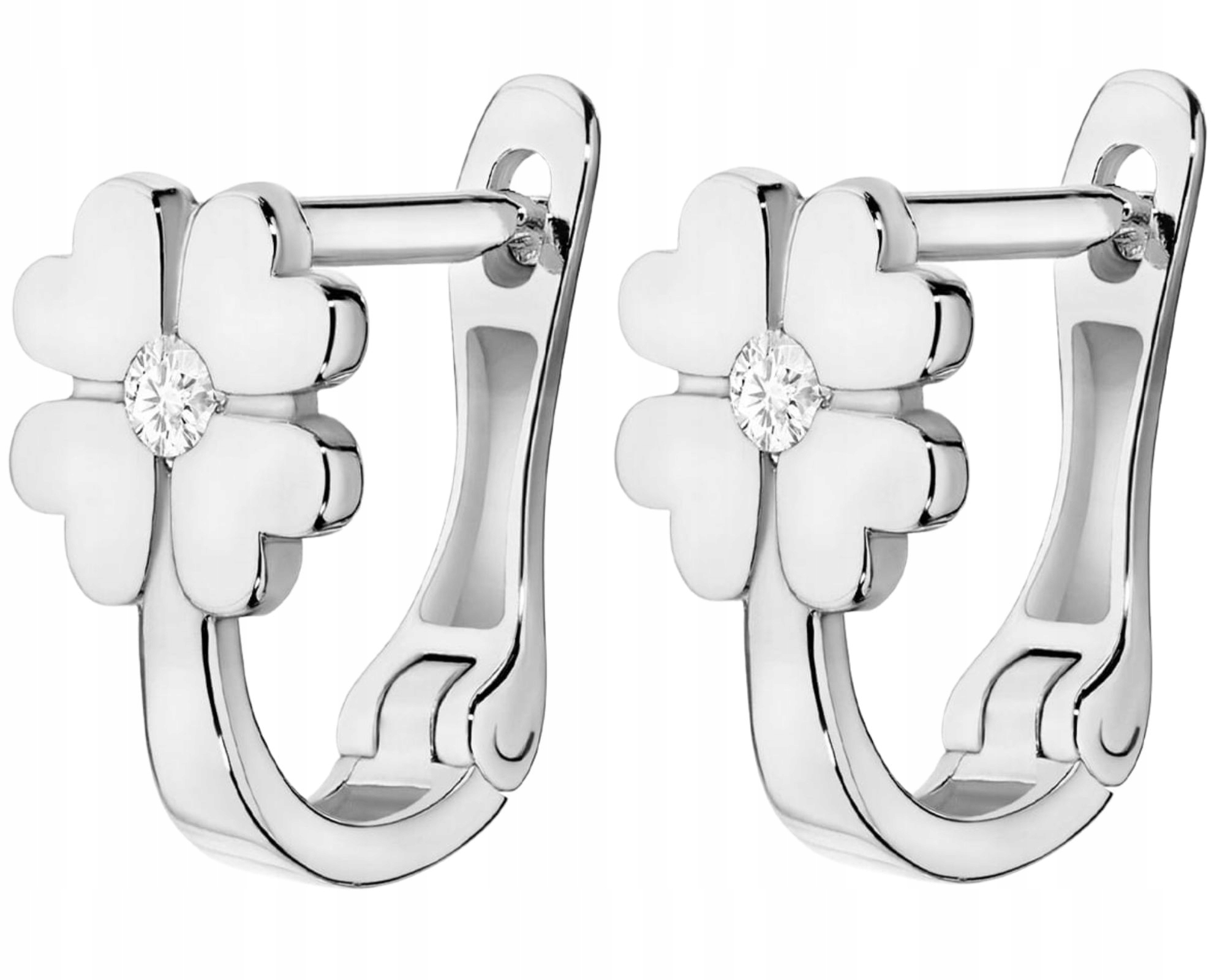 Bílé zlaté náušnice s brilianty Koničinky 585