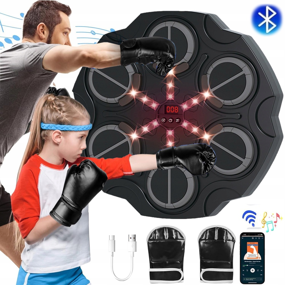 Rgb Boxovací Trenažér Pro Montáž Na Stěnu, Bluetooth Hudba, Nastavitelná Rychlost