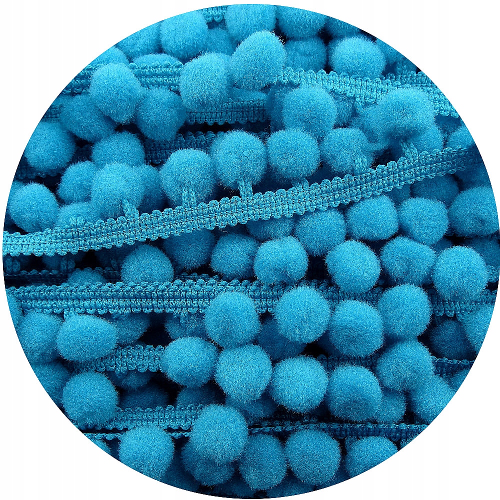 Taśma z pomponami 1cm Turkus 1m pompon 12337