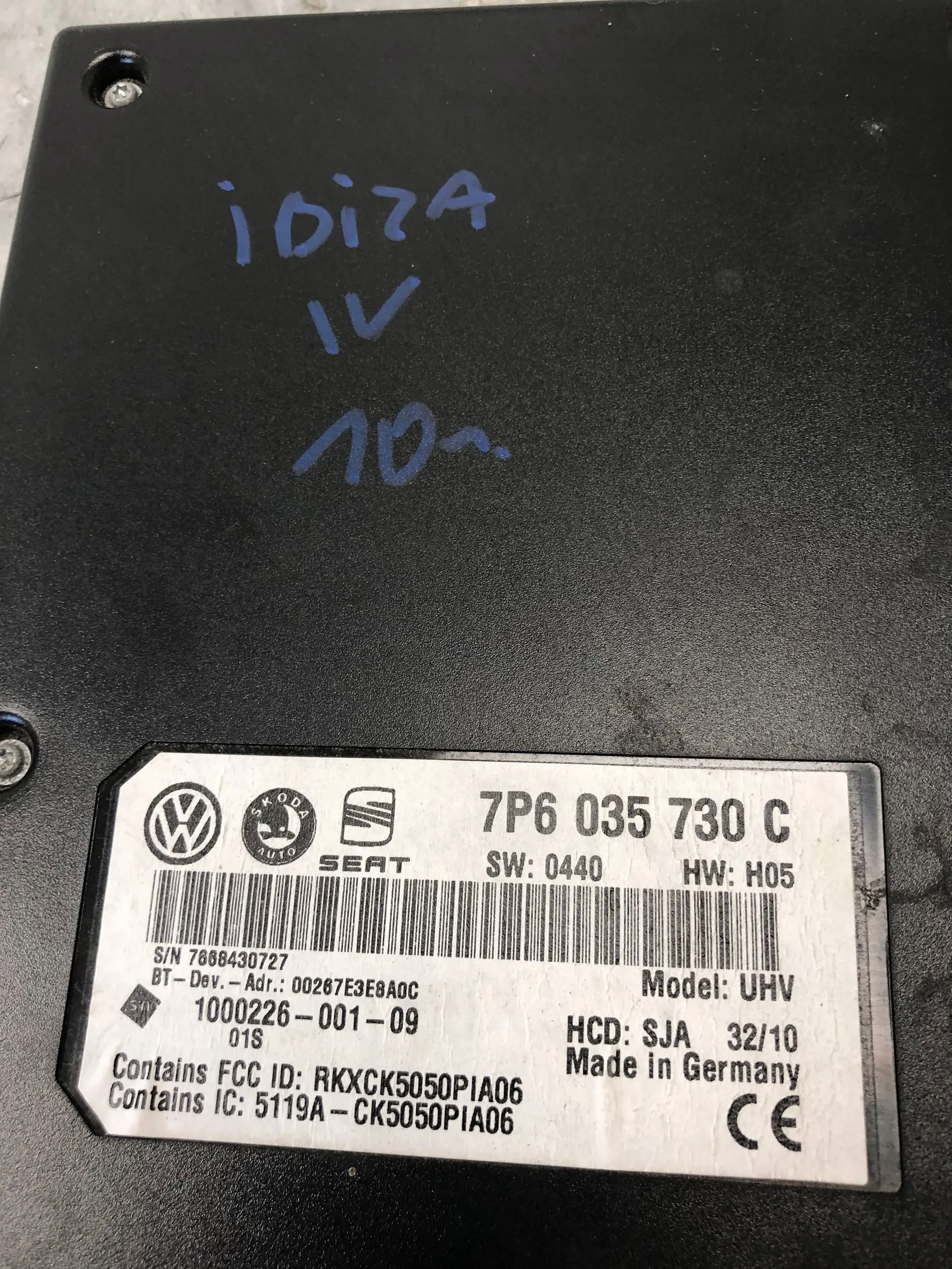 modul Bedienteil BLUETOOTH SEAT IBIZA IV 7P6035730C