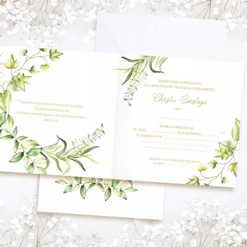 ZAPROSZENIA do wypisania na Chrzest Stópki 10szt Wysokość produktu 14 cm