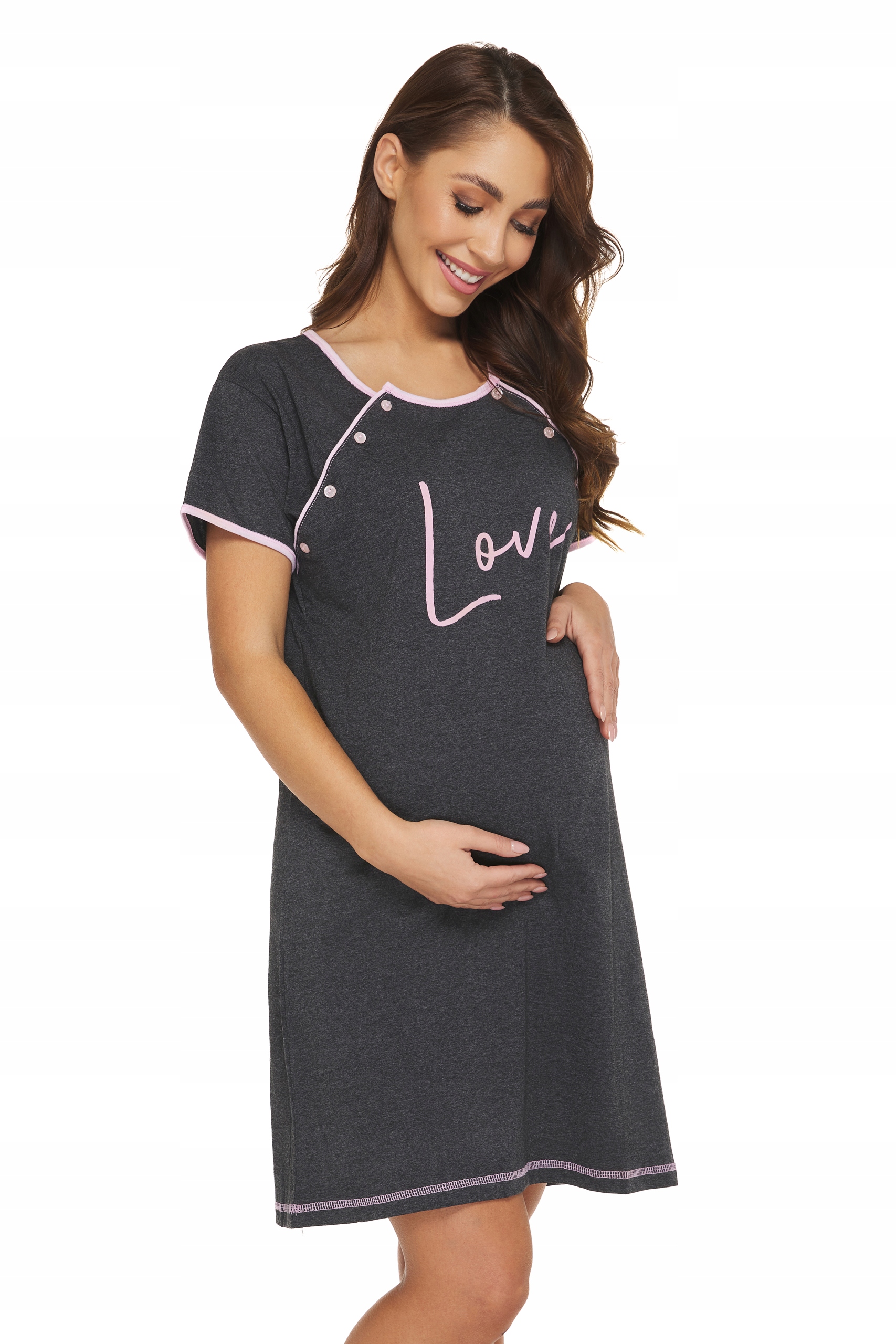 KOSZULA NOCNA CIĄŻOWA DO KARMIENIA DO PORODU BAWEŁNA LOVE XL Rozmiar 42
