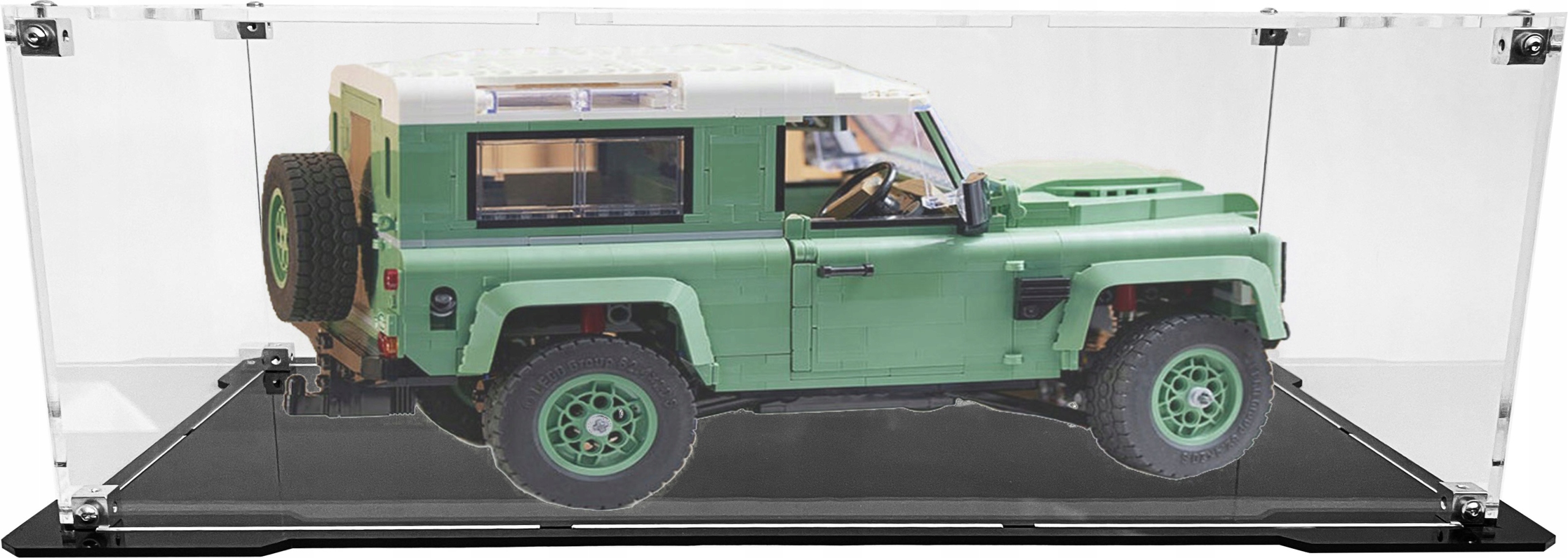 Vitrína s černou základnou pro stavebnici Lego 10317 – Land Rover Defender