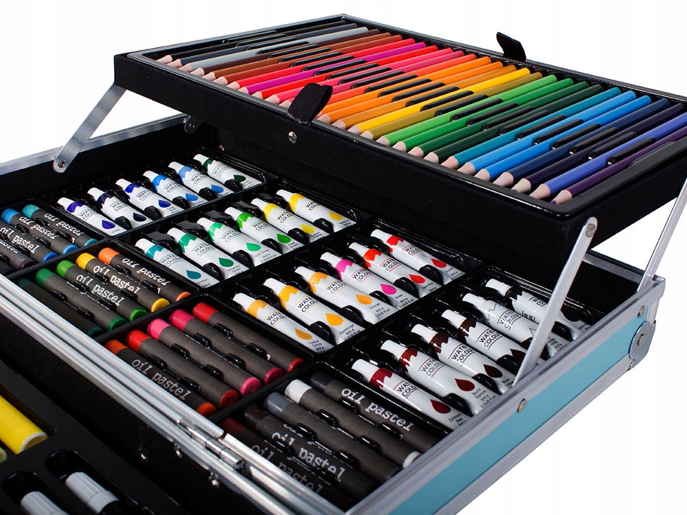 ZESTAW ARTYSTYCZNY DO MALOWANIA W WALIZCE 145 szt Liczba sztuk w zestawie 145 szt.