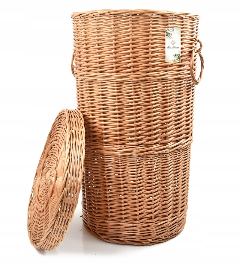 Koš na prádlo Prádlo proutěný kulatý s víkem H 63 cm