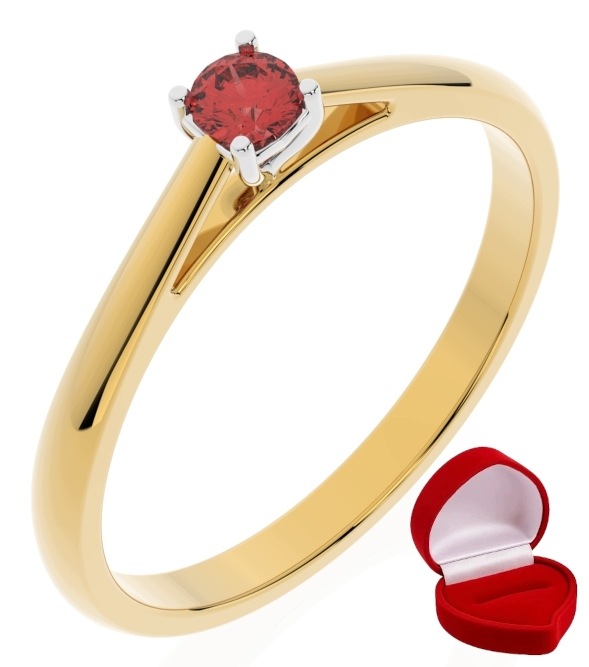 Zlatý Prstýnek 585 14k Rubín 0,09 ct Krabička R14