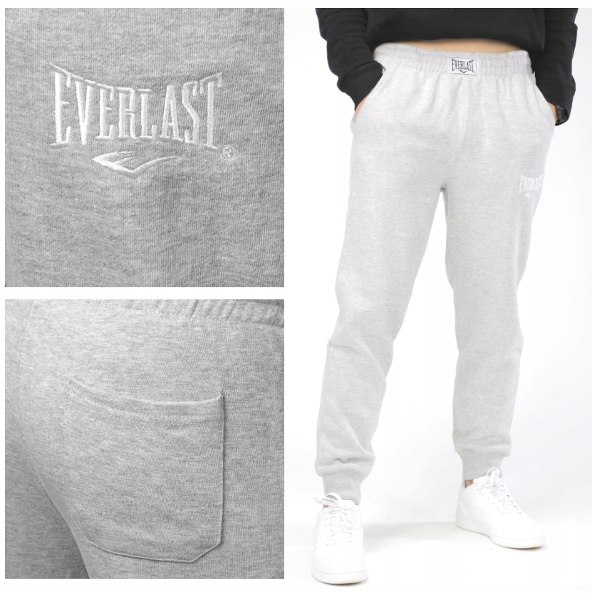 Everlast spodnie dresowe bawełniane French Terry r. XL szary melanż
