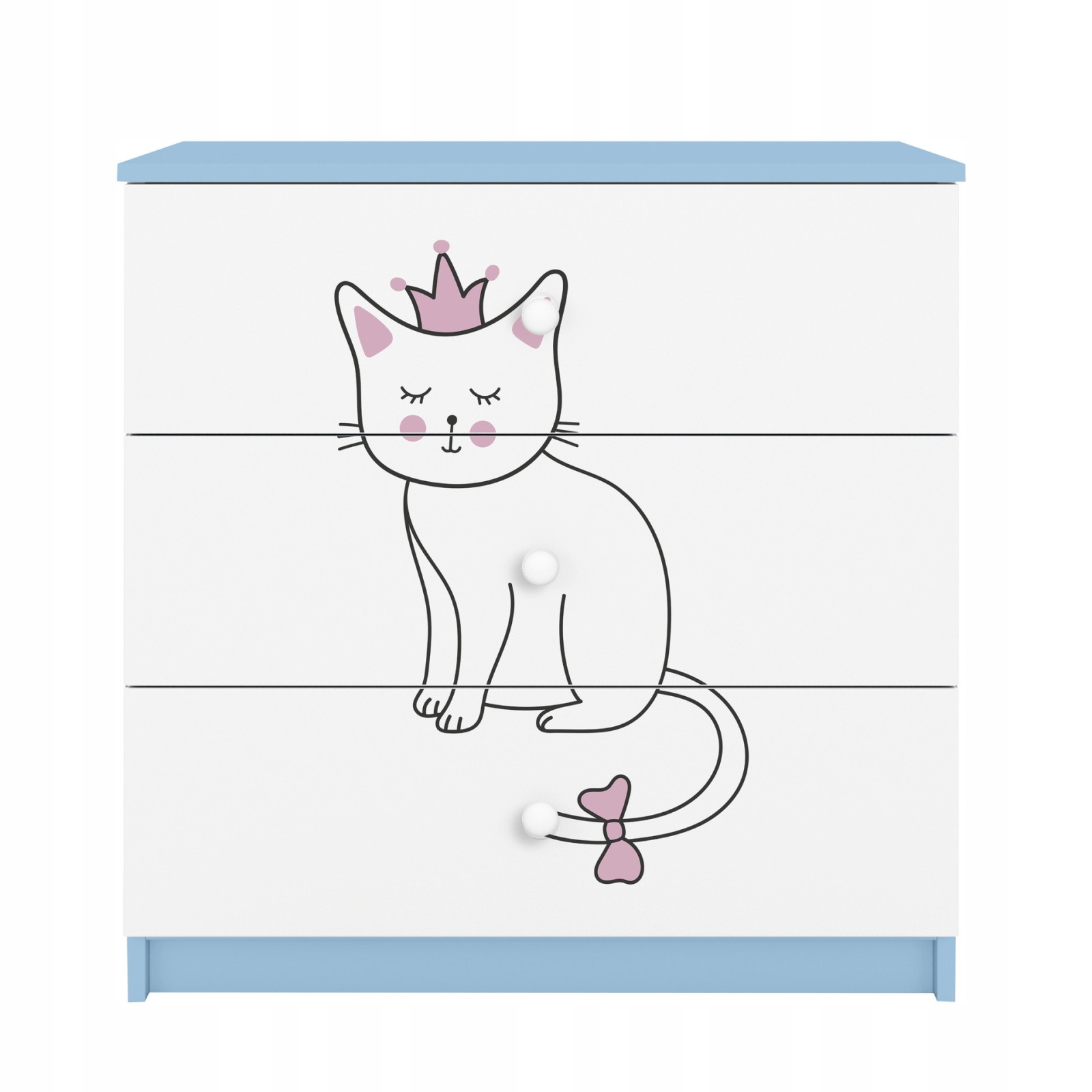 Komoda Babydreams modrá grafika Kočka 80 cm