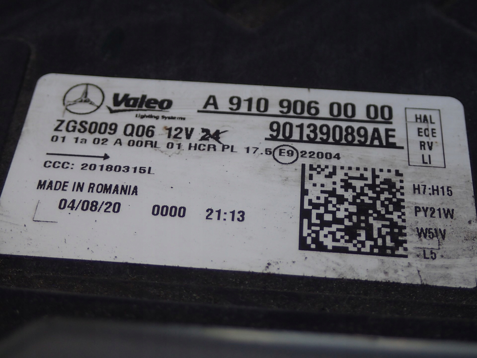 light left REFLEKTOR MERCEDES SPRINTER 910 907