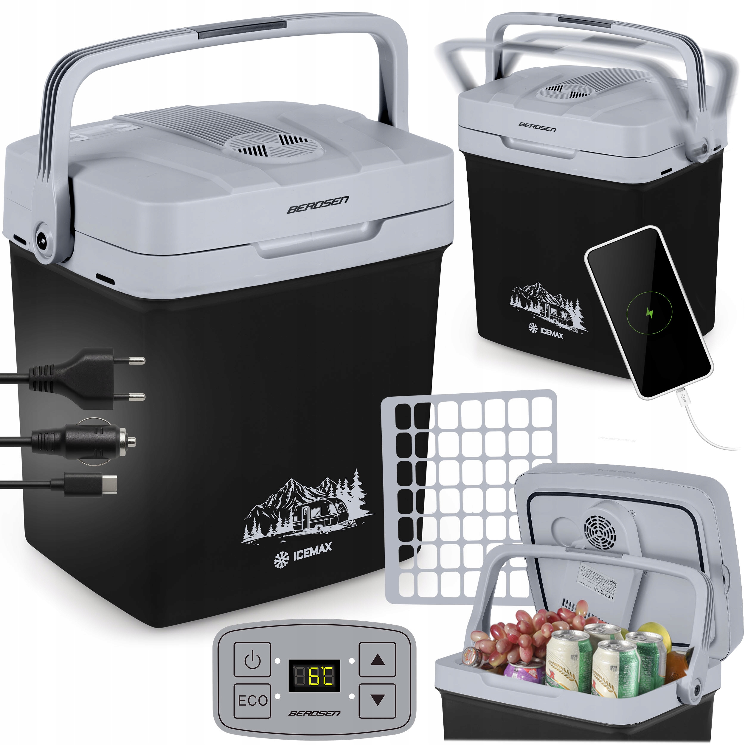 Lodówka Turystyczna Samochodowa 12V/230V Usb Funkcja Grzania 26L