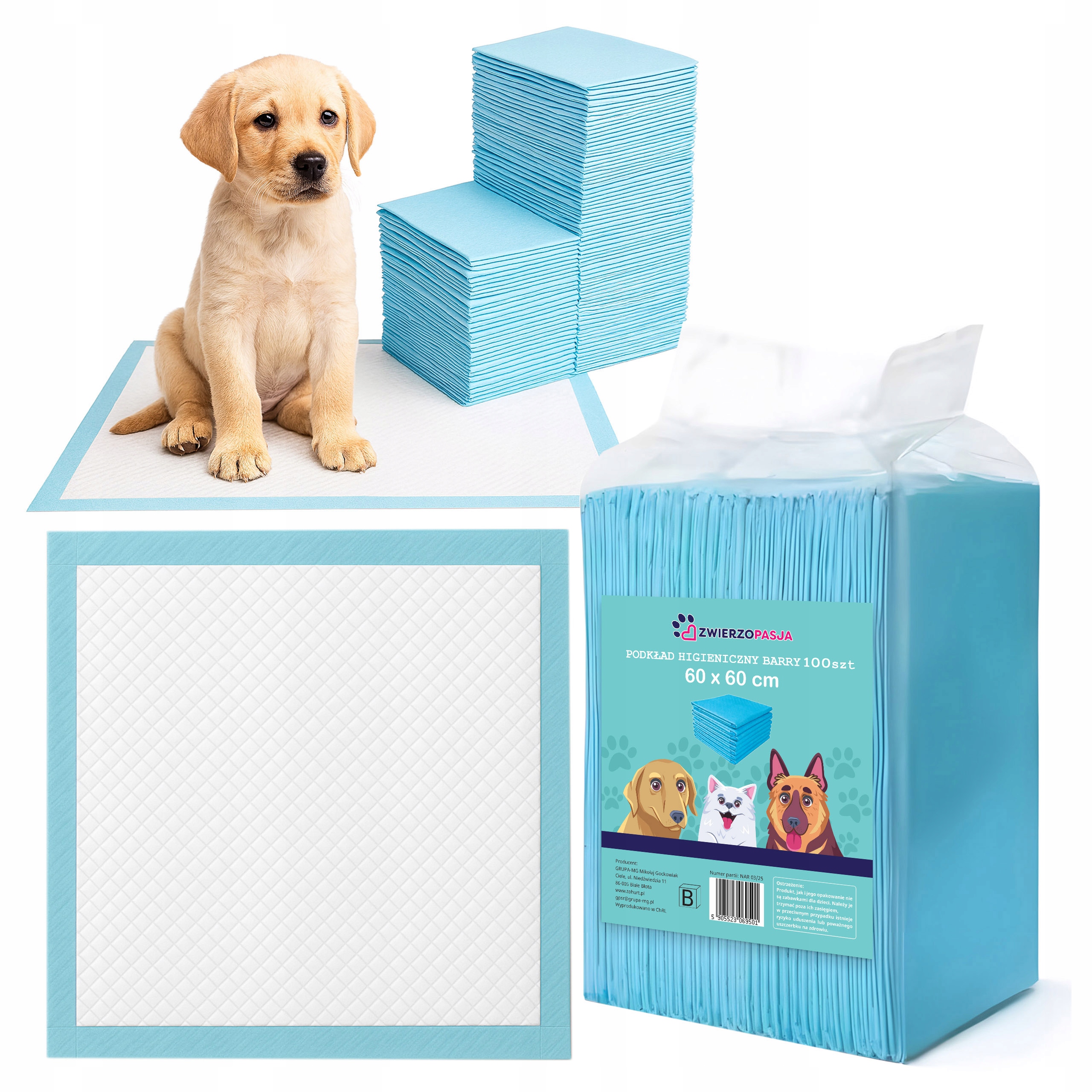 Levně Podložky Pro Psa Zvířata Hygienické Na Jedno Použití Absorpční Podložky 60x90 100 Ks