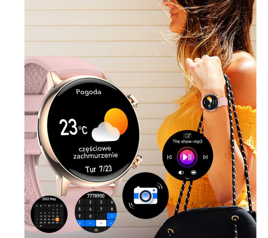 ZEGAREK KOMUNIA SMARTWATCH JĘZYK POLSKI EKG PULS SMS SMART WATCH RUBICON Rodzaj cyfrowe