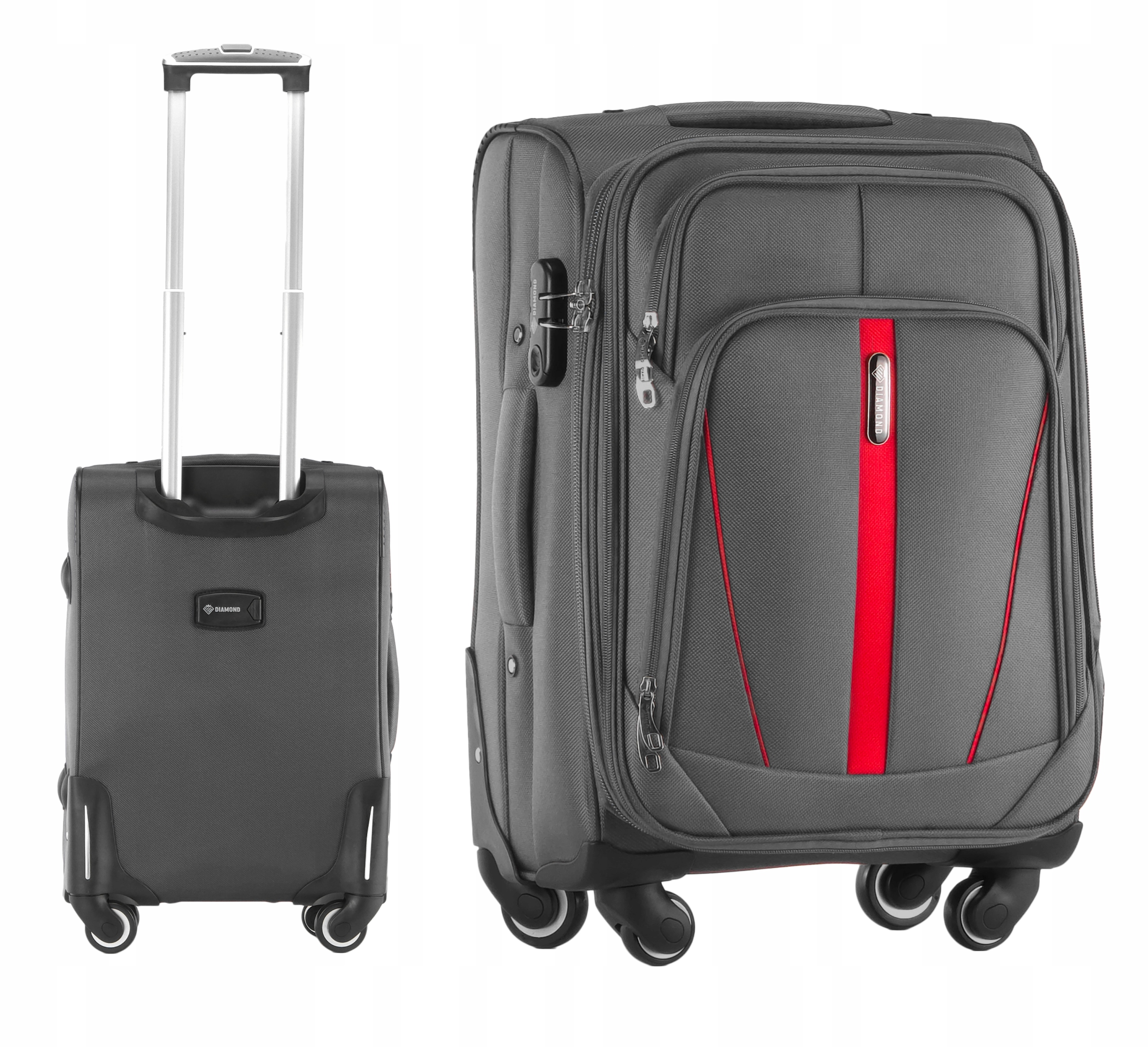 Příruční cestovní kufr na kolečkách Diamond Šedý Měkký S 20" C330