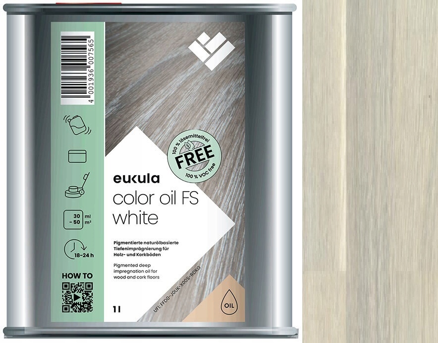 Eukula Color Oil Fs Snow Bílý barvicí olej na dřevo 1L