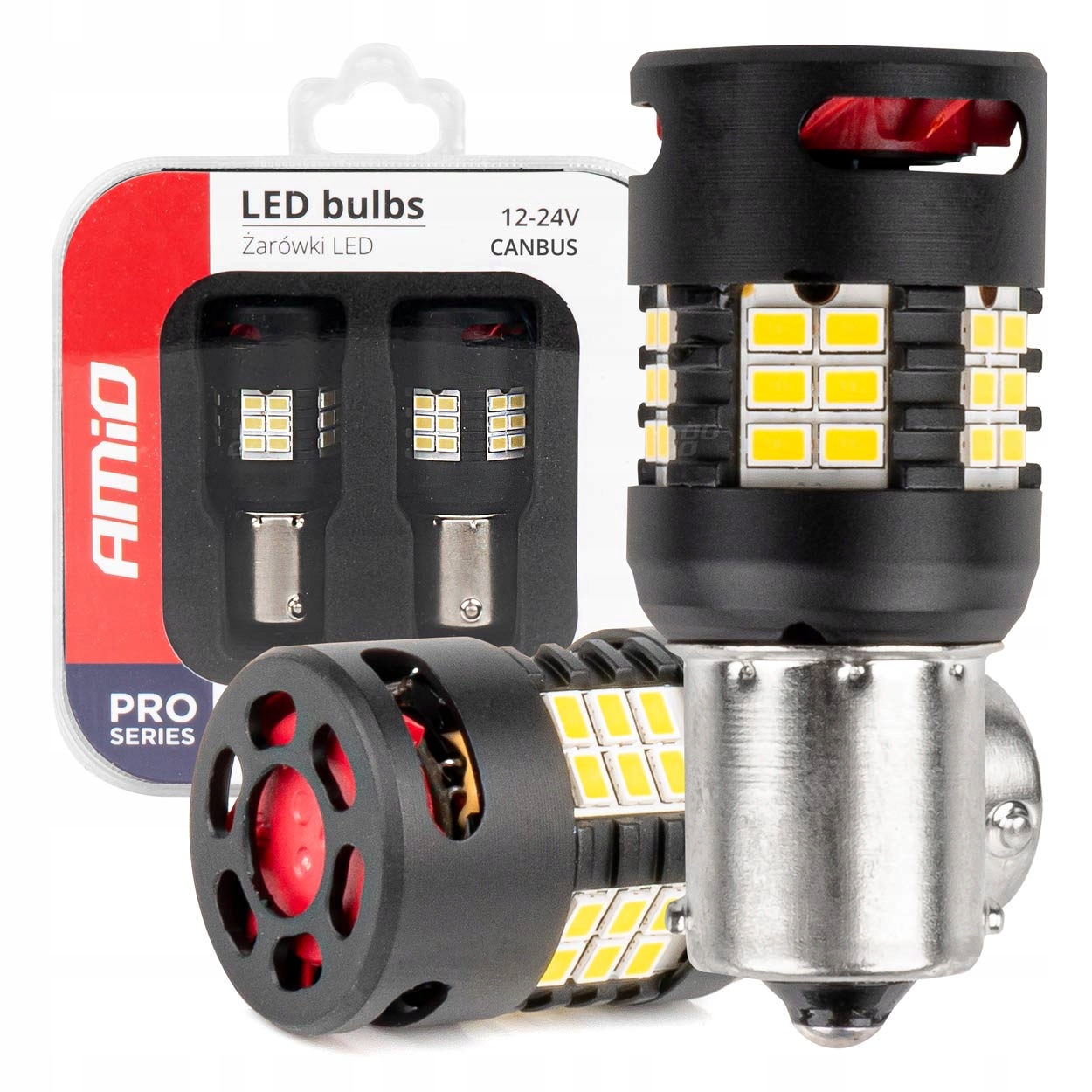 Żarówki LED CANBUS PRO BA15S P21W R10W R5W SMD FAN White 12V 24V AMIO-03721