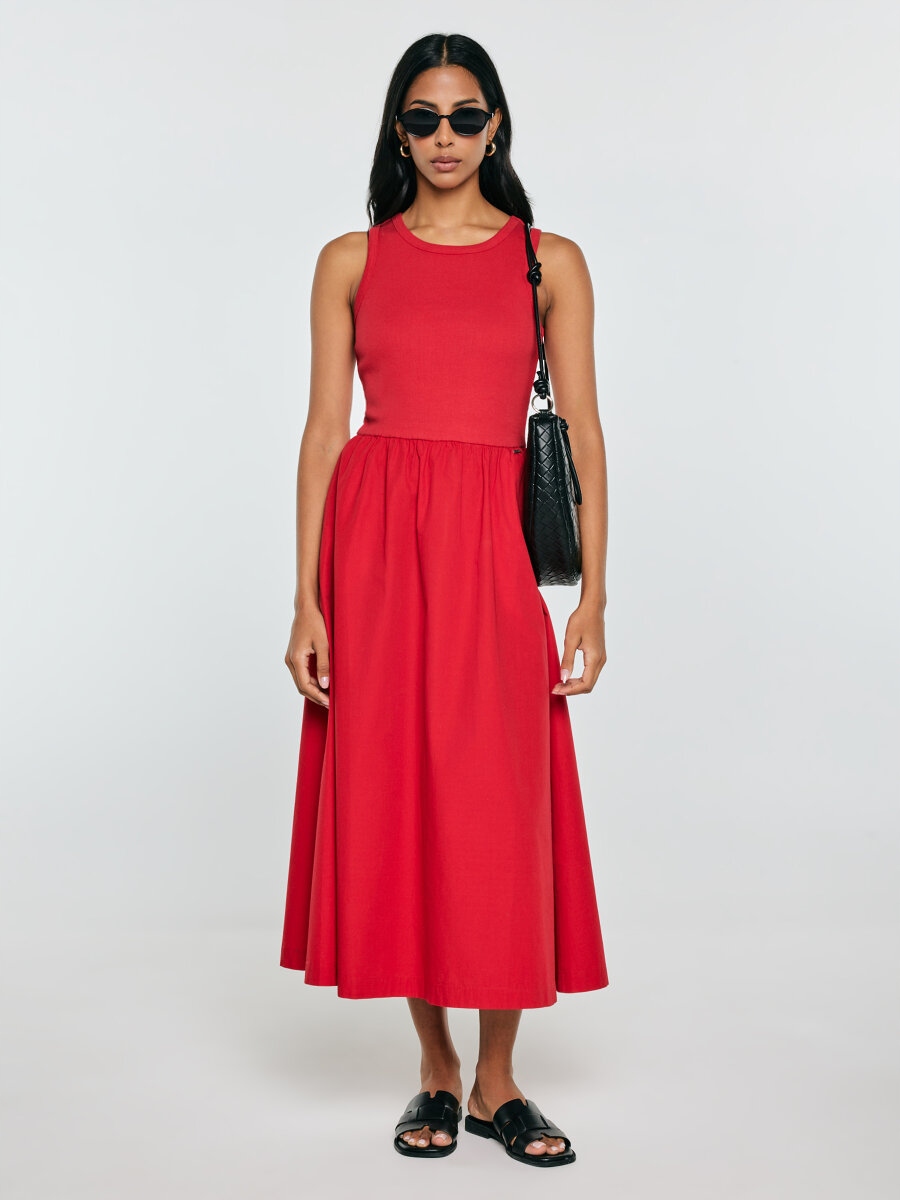 Big Star Sukienka damska midi bawełniana czerwona Kamasi 603 M