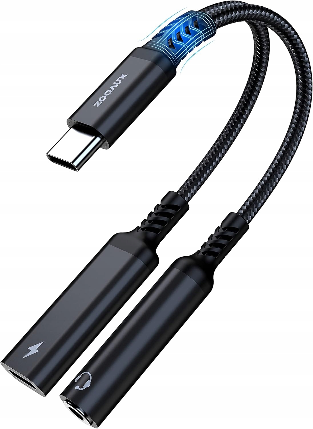Adaptér pro sluchátka 2v1USB C na Aux s kabelem rychlého nabíjení Pd 60 W