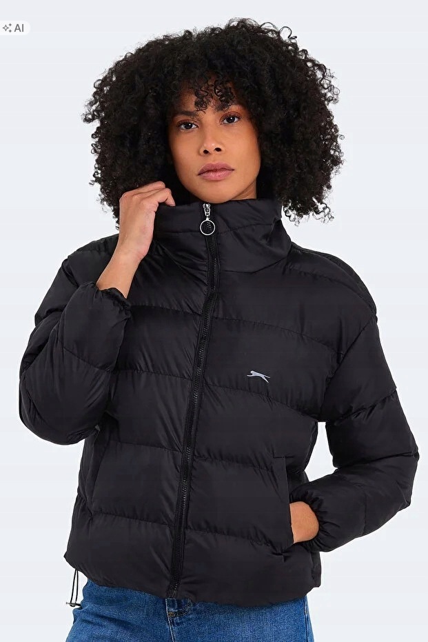 Slazenger Dámská Prošívaná Bunda S Vysokým Límcem Černá S 5IA