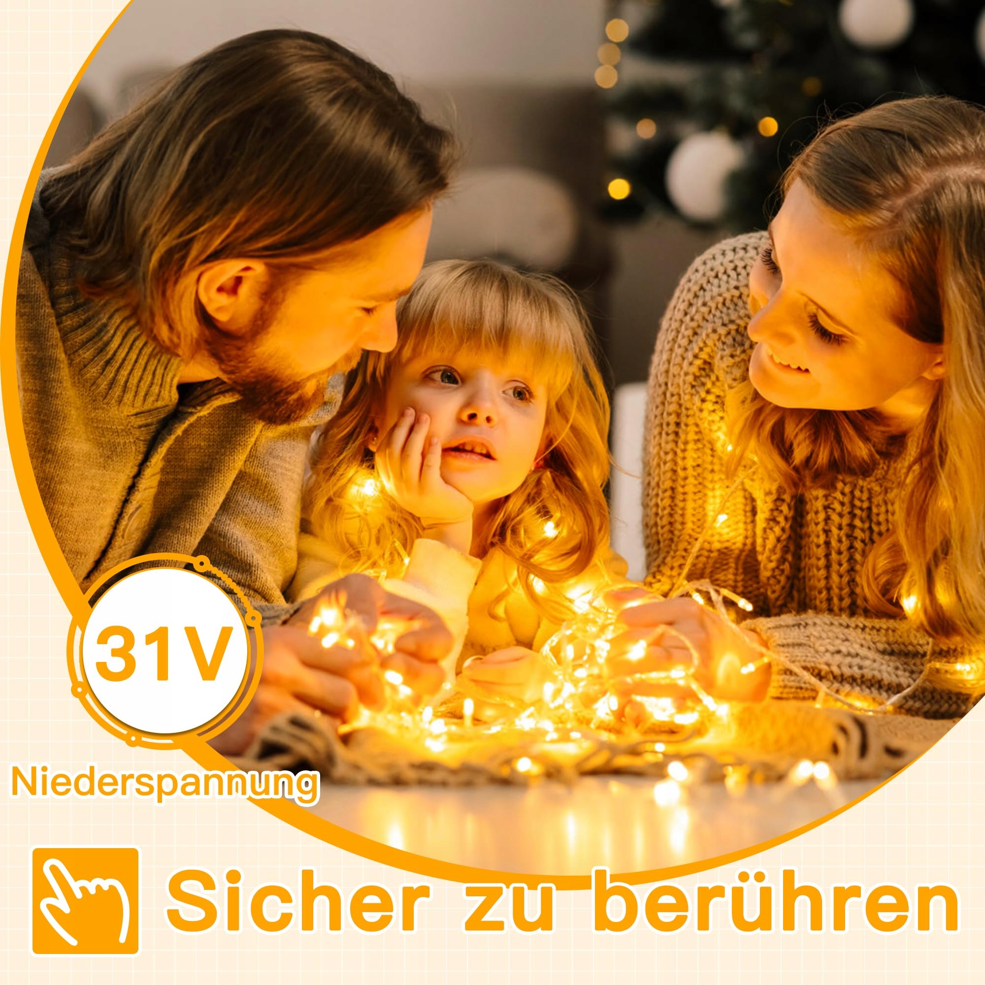 OLLNY LAMPKI ZEWNĘTRZNE GRILANDA 8 TRYBÓW WODOODPORNA 10M 100 LED — miniatura 7