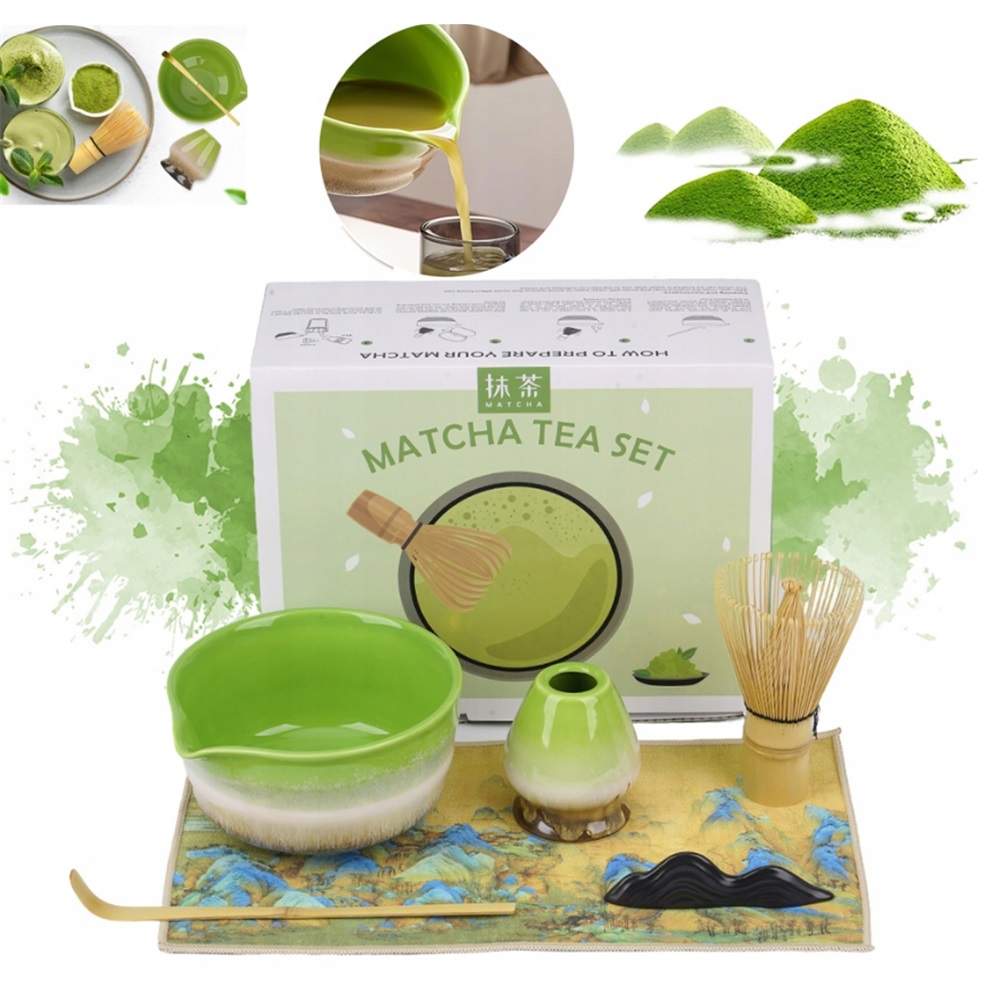 Levně Keramická Sada Na Matchu S Miskou A Bambusovou Šlehací Metlou