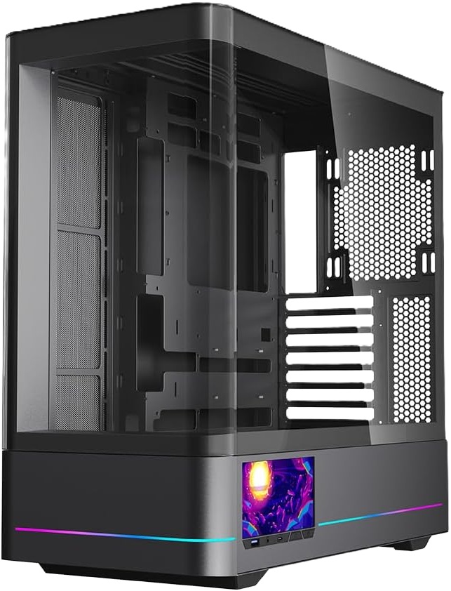Tzmrit AC-02 Počítačová Skříň Pc Atx, Dvojité Sklo, Displej, Černá