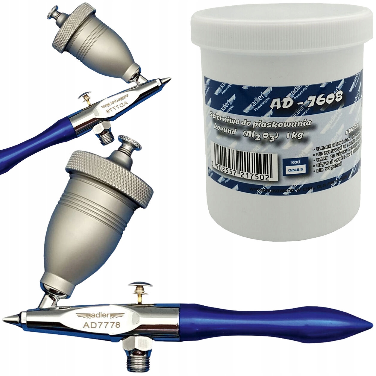 MINI PIASKARKA AEROGRAF Adler AD-7778 DYSZA 0,5mm + KORUND ŚCIERNIWO