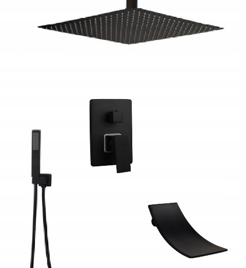Stropný sprchový set čierny Black Matte 40