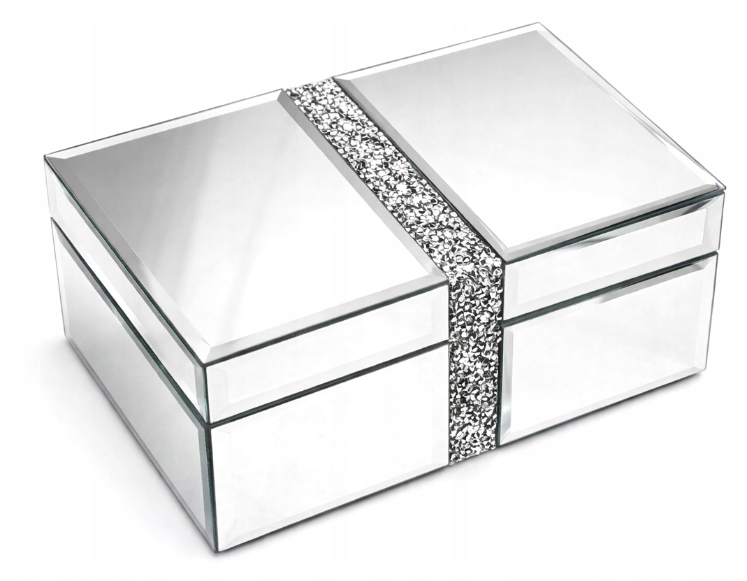Szkatułka Glamour Lustrzana Z Cyrkoniami 21x13x9 cm Na Biżuterię